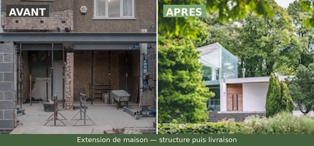 Avant apres extension de maison