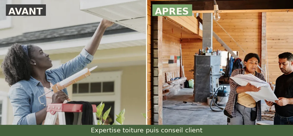 Avant apres expertise toiture